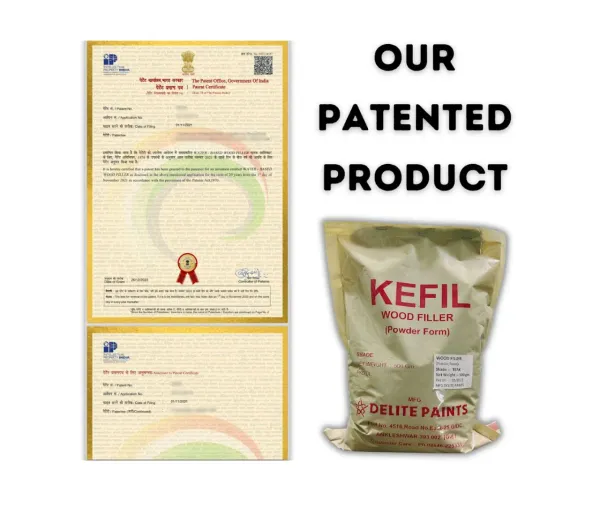 Patent certificate for KEFIL Wood Filler by Delite Paints